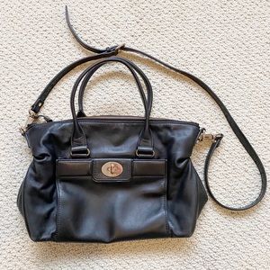Kate Spade Black Leather Satchel Crossbody Option Bag